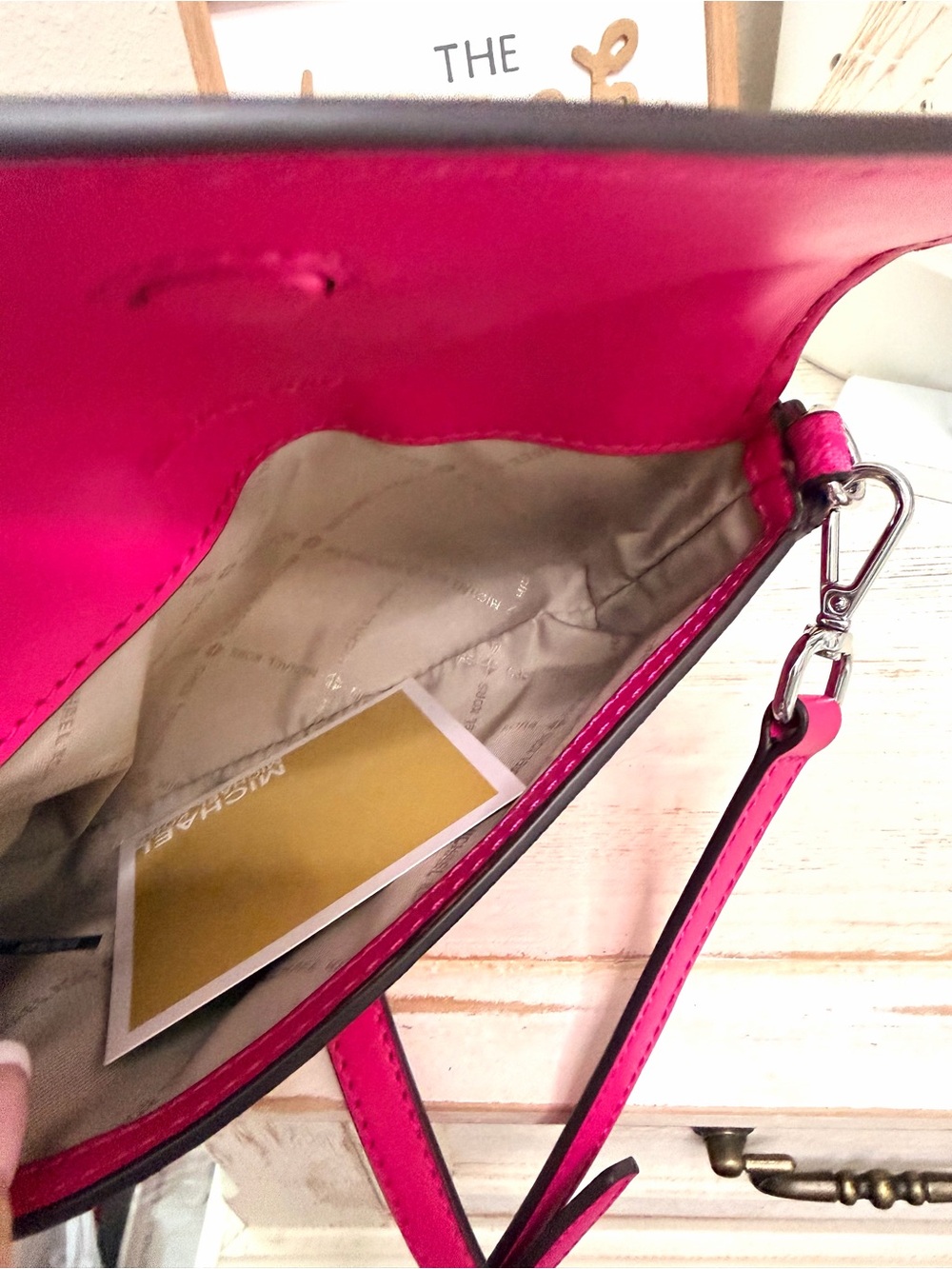Michael Kors Bright Pink MK Logo Crossbody Bag - Picture 7 of 7